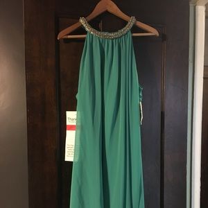 semi-formal dress with neckline detail